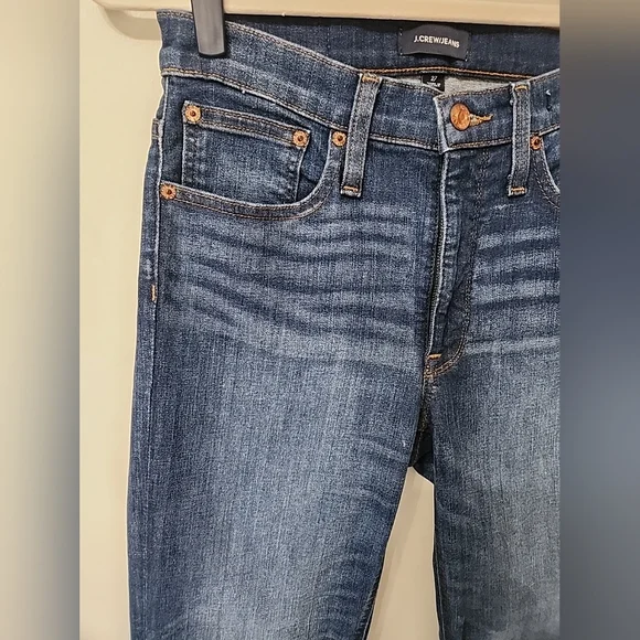 J. Crew Jeans Womens 27 Billie Demi Boot Crop High Rise Stretch Fringe Hem Denim - Picture 7 of 16